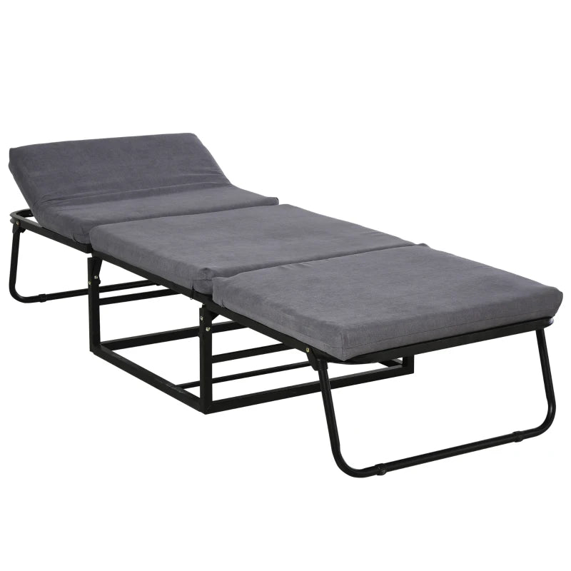 HOMCOM 2 In 1 Folding Sofa Bed Home Lounge Cot Guest Stool w/ Thick Padded Sponge Grey Removable and washable