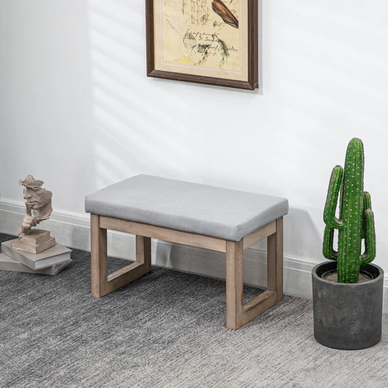HOMCOM Scandi Design Ottoman, Stool, Footstool, 68 cm x 38 cm x 42 cm, Gray + Natural