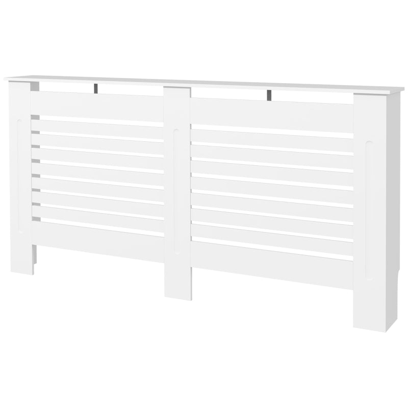HOMCOM Radiator Cover, Modern MDF White Painted Cabinet with Horizontal Slats for Living Room, Bedroom, 152L x 19W x 81H cm