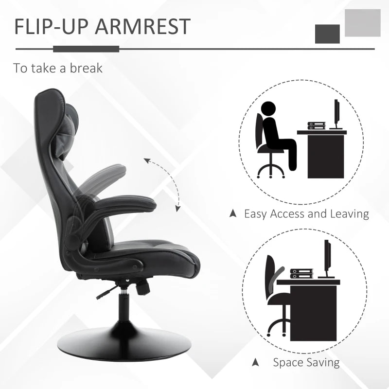 Vinsetto Swivel Video Game Chair Rocker Racing Style Office lesuire Chair Ergonomic Rocking Office Chair with Pedestal Base, Adjustable Armrest and Headrest