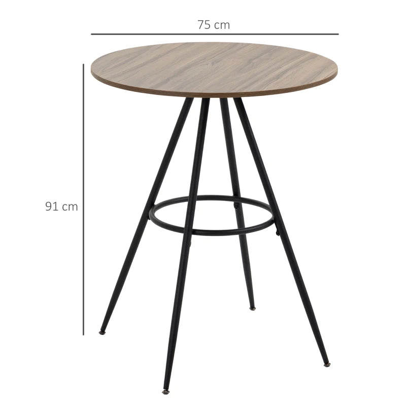 HOMCOM Round Bar Table with Fixed Tabletop and Steel Legs, Circular Cocktail Table for Dining Room, Home Bar