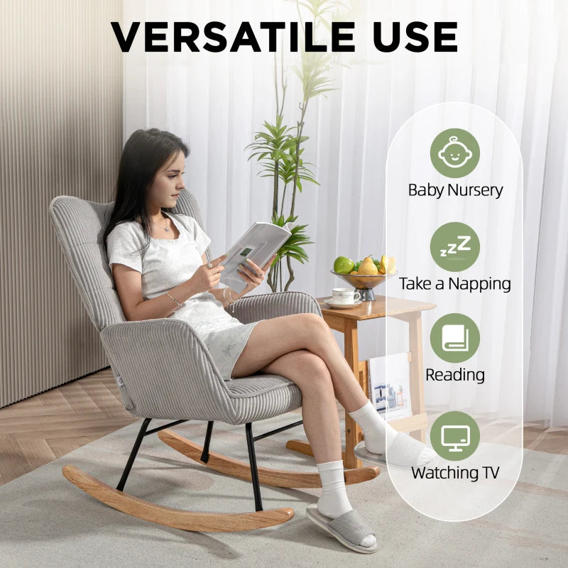 HOMCOM Rocking Chair, Beechwood Rockers, Thick Padding, Dark Green, up to 120 kg