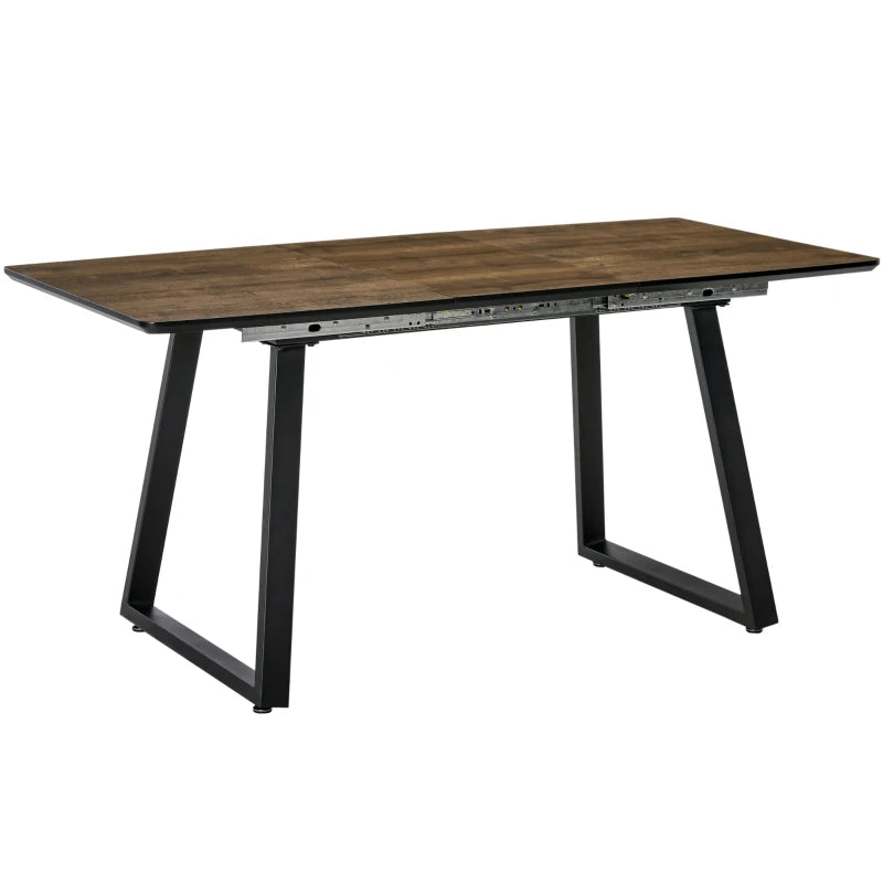 HOMCOM Extendable Dining Table Rectangular Wood Effect Tabletop for 4-6 People with Metal Frame & Hidden Leaves for Kitchen, Dining Room, Living Room