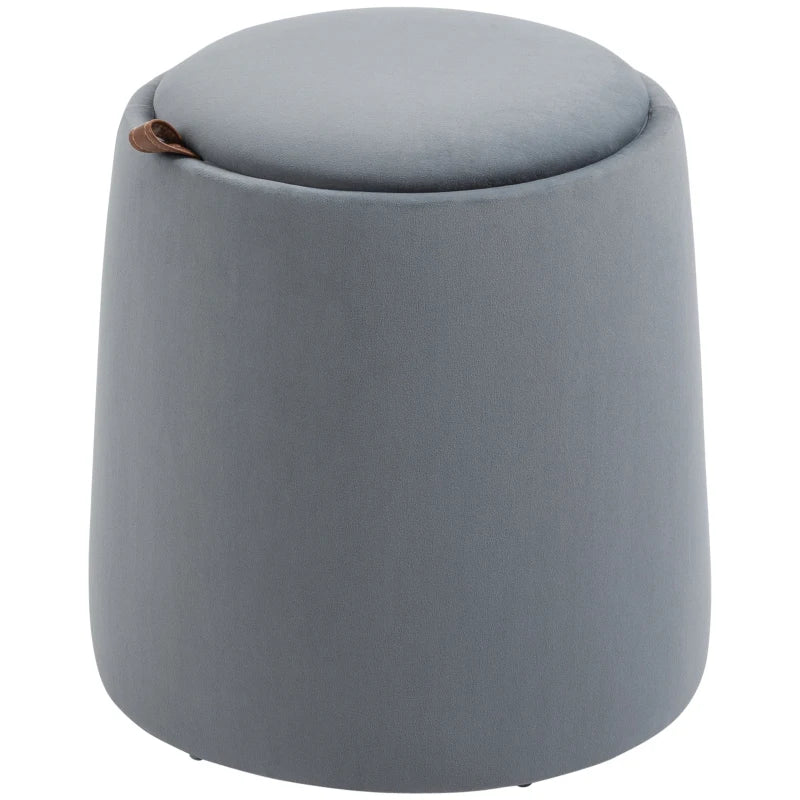 HOMCOM 2-in-1 Ottoman in Velvet-Like Fabric with Storage and Removable Lid Ø44 cm x 47.5 cm Grey