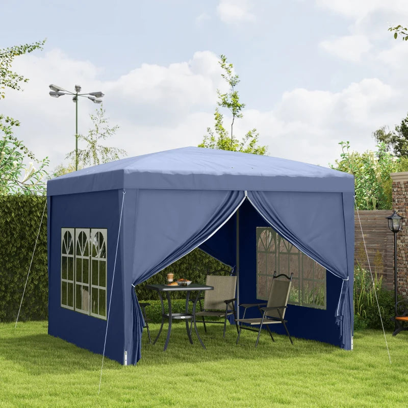 Outsunny 3 x 3(m) Pop Up Gazebo, Water and UV Resistant Party Tent Camping Canopy Marquee with Carry Bag, Blue