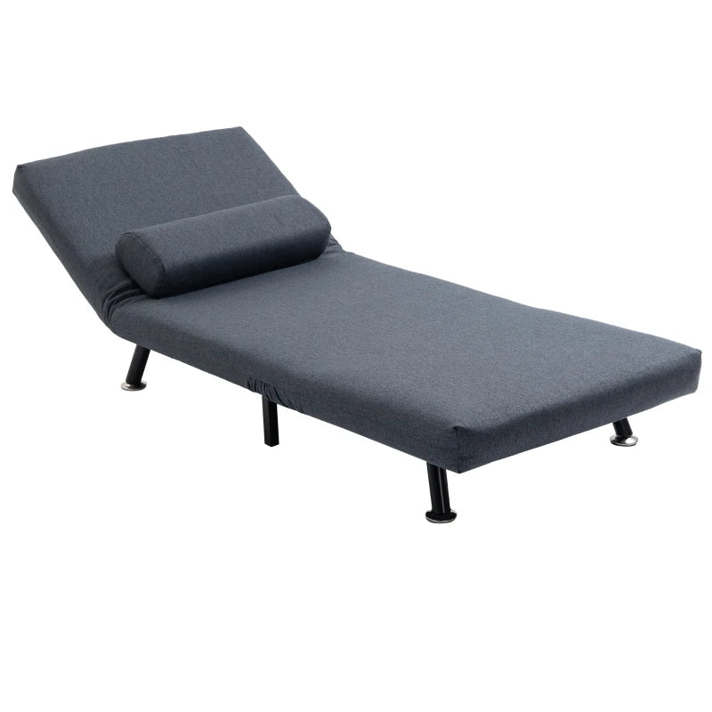 HOMCOM Faux Suede 5-Position Futon Single Sofa Bed Dark Grey