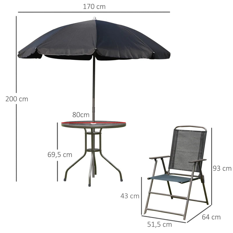 Outsunny 6 Pcs Bistro Set, Texteline-Black
