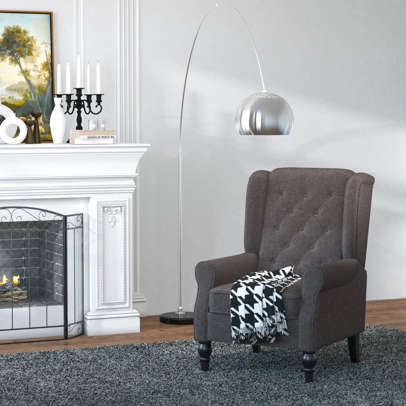 Fabric Tufted Club Accent Sofa Chair Home Décor with Extra Wide Seat, Wooden Legs, Brown
