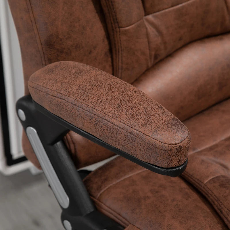 Vinsetto Massage Office Chair Recliner, Ergonomic Gaming Heated Home Office Padded & Swivel Base, Microfiber Cloth, Brown
