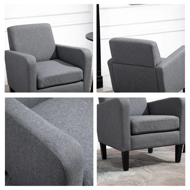 HOMCOM Modern Fabric Accent Chiar Club Armchair Sofa with Padded Seat,Light Grey