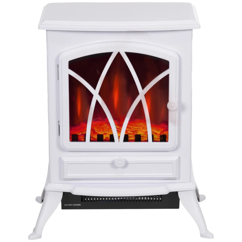 HOMCOM 1kW-2kW Vintage Electric Fireplace Heater - White