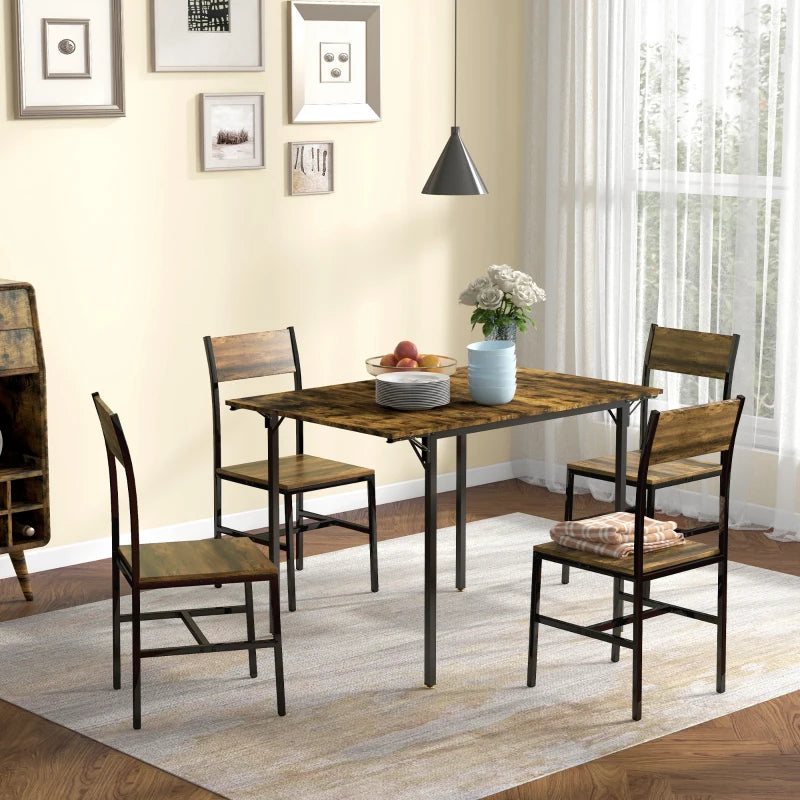 HOMCOM Industrial Style Folding Dining Table with 2 Drop Leaves, Extensible, Dropleaf Table for 2-4 People