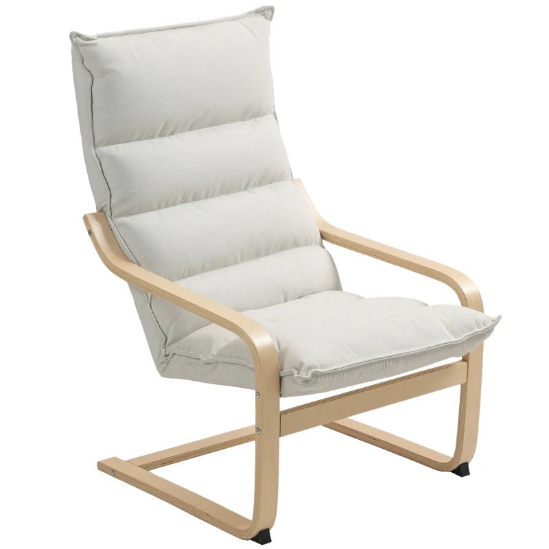 HOMCOM Lounge Chair Modern Leisure Chair Bedroom Chair with Curved Armrests, Cushions, 67 x 83 x 105 cm, Cream