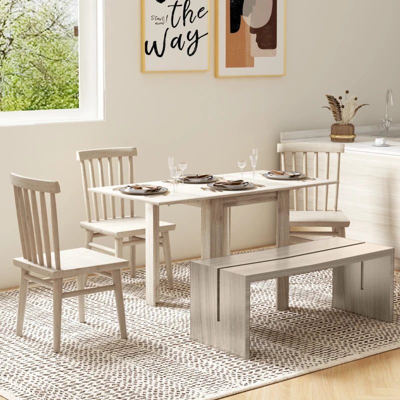 HOMCOM Four-Seater Drop Leaf Dining Table - Wood Effect