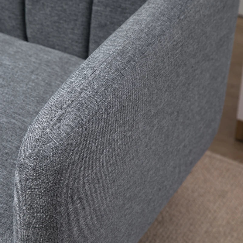 HOMCOM Sofa Bed, 2-Seater Fabric Sofa, Sofa with Sleep Function, linen-like Polyester, Rubberwood, 173 x 75 x 73 cm, Gray