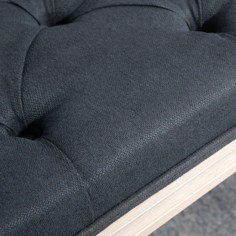 HOMCOM Vintage Design Upholstered Bench, Tufted Buttons, Turned Legs, Shabby Chic, Dark Gray