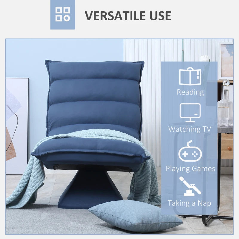 HOMCOM Lazy Swivel Floor Chair 360° with Adjustable Reclining Backrest Padded Design 62 x 70 x 95 cm Blue