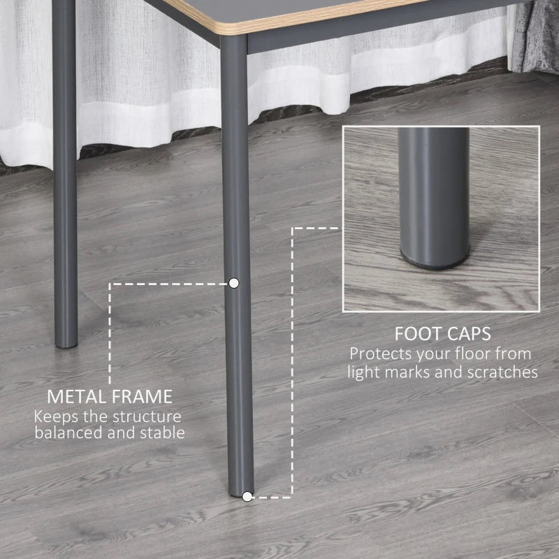 HOMCOM Dining Table, Kitchen Table with Steel Frame for 4 People，Minimum Style Small Working Desk for Living Room, Grey