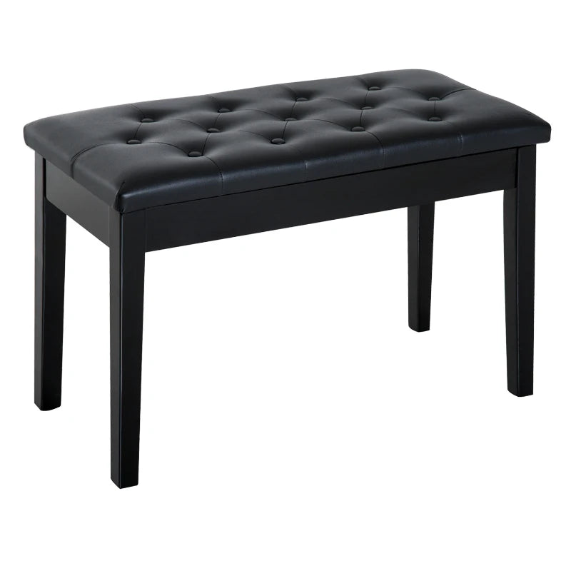 HOMCOM PU Leather Upholstered Piano Stool Makeup Stool Bench Dressing Table Seat with Storage 76x36x50cm, Black