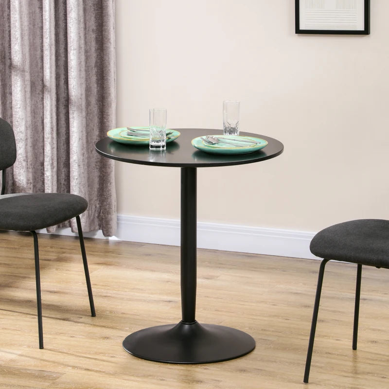 HOMCOM 75H x Φ70cm Two-Person Minimalistic Dining Table - Black