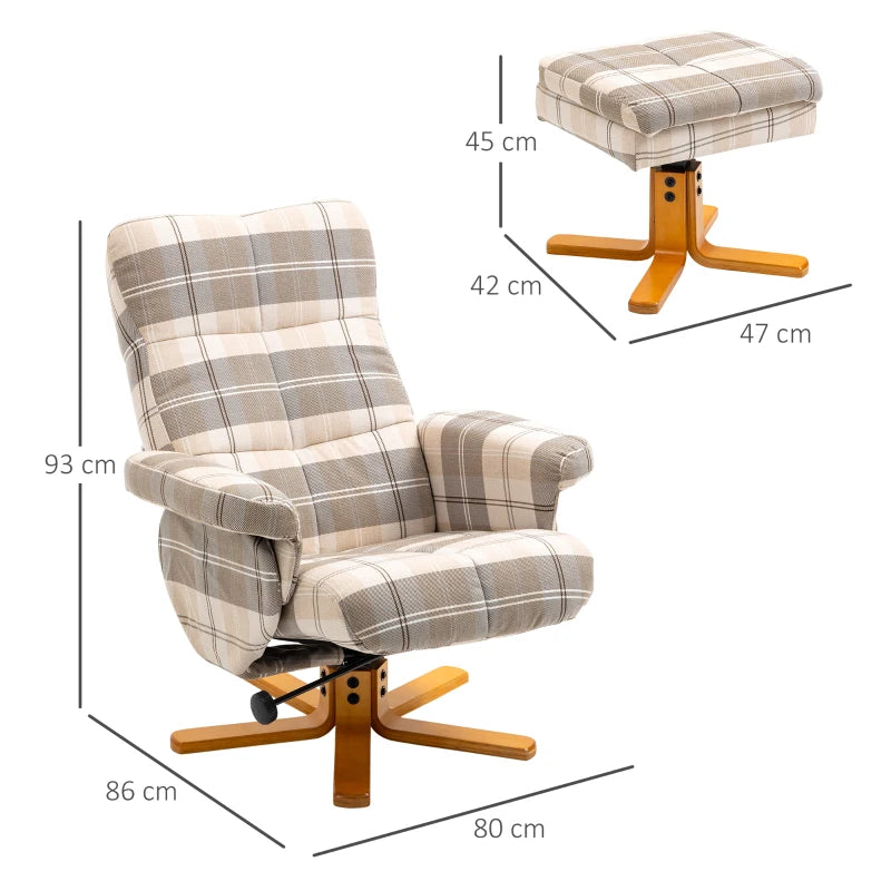 HOMCOM Swivel Recliner Chair with Footstool, Faux Leather Reclining Chair with Wooden Base and Storage for Living Room, Bedroom, Black