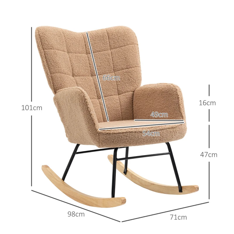 HOMCOM Retro Design Rocking Chair, Solid Wood, Armchair, Relax Chair, 98 cm x 71 cm x 101 cm, Brown