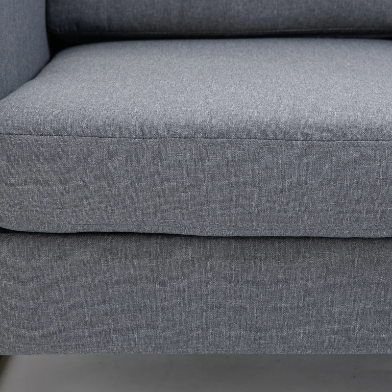 HOMCOM 2 Seater Sofas for Living Room, Fabric Couch, Love Seat with Cushions and Steel Legs, Grey