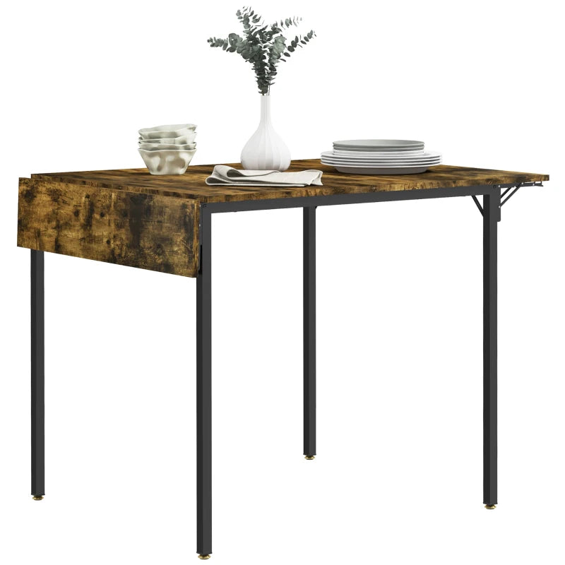 HOMCOM Industrial Style Folding Dining Table with 2 Drop Leaves, Extensible, Dropleaf Table for 2-4 People