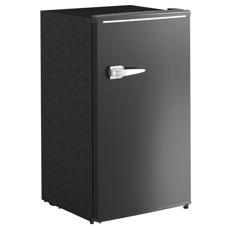 HOMCOM Under Counter Fridge, 85L Small Retro Refrigerator with Chiller Box, Adjustable Thermostat, Glass Shelves, Black