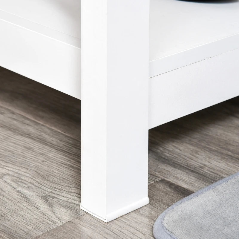 HOMCOM Entryway Console Sofa Table with 2 Drawers and Storage Shelves,Steel X-Frame, White