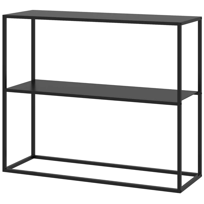 HOMCOM Console Table, Sideboard, 2 Levels, Powder-Coated Steel, 90 x 30 x 75cm, Black