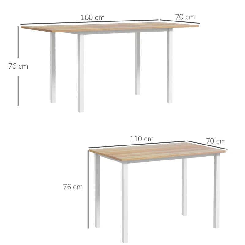 HOMCOM Extendable Dining Table Modern Design Kitchen Table with Large Tabletop Seats 6 Steel Frame Dark Brown