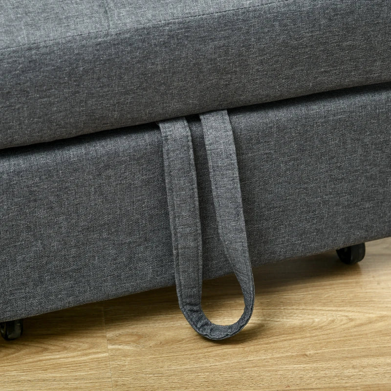 HOMCOM Reclining Chair Sleeper Chair 3-in-1 Chair, Linen Look, including Pillow, 65.5 cm x 104 cm x 81 cm, Dark Gray