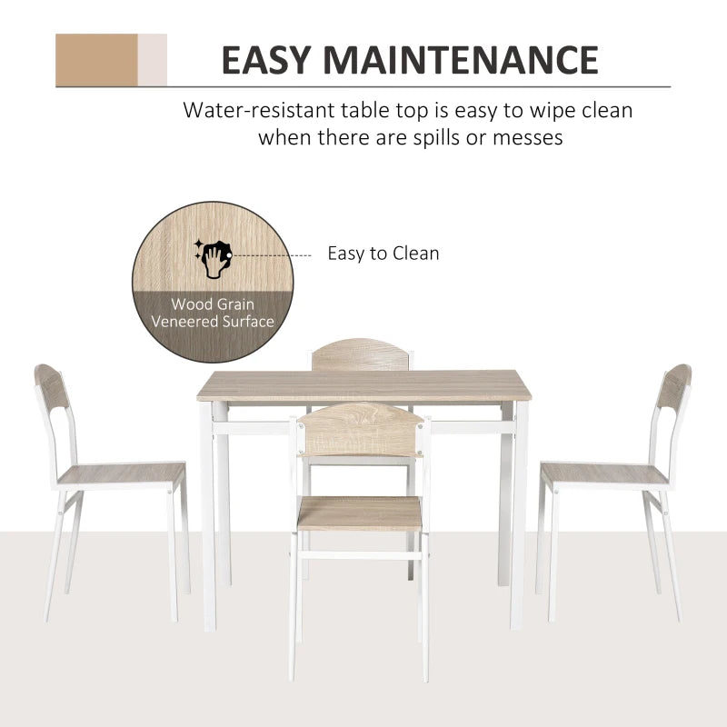 HOMCOM 5Pcs Wooden Dining Set Table Chairs Kitchen Home Furniture