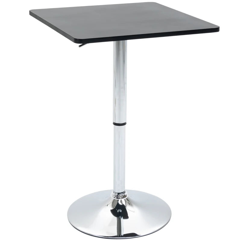 HOMCOM Modern Height Adjustable Counter Bar Table with 360° Swivel Tabletop and Electroplating Metal Base, Pub Desk for Living Room, Kitchen, Restaurant, Pub, Black and Silver