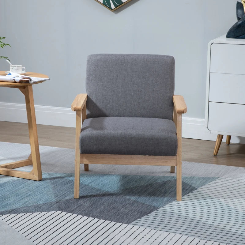HOMCOM Minimalistic Wooden Frame Accent Chair, with Padded Seat