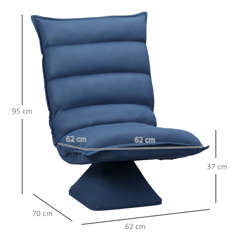 HOMCOM Lazy Swivel Floor Chair 360° with Adjustable Reclining Backrest Padded Design 62 x 70 x 95 cm Blue