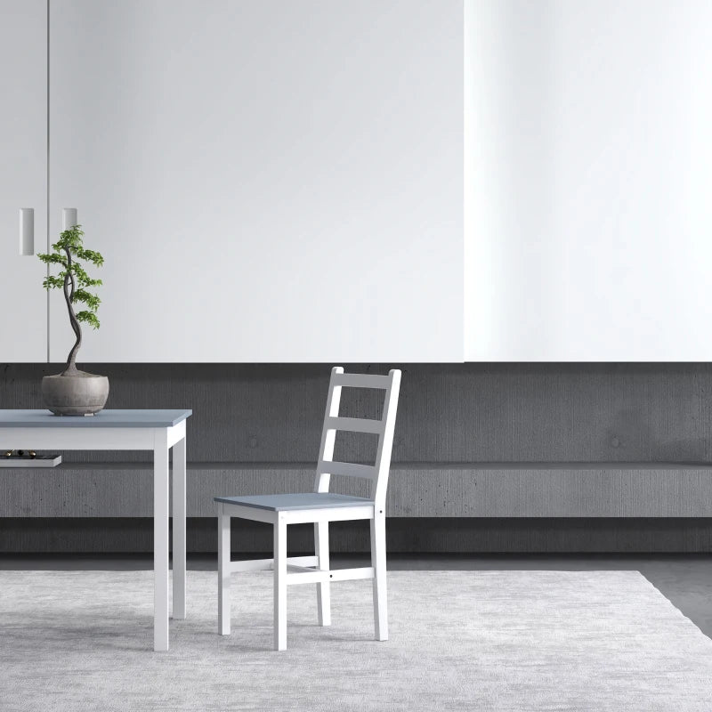 HOMCOM Dining Group for 2 People, 2 Chairs, 1 Table, Pine Wood, White + Gray