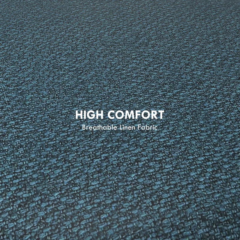 HOMCOM Round Linen-Look Storage Ottoman - Blue