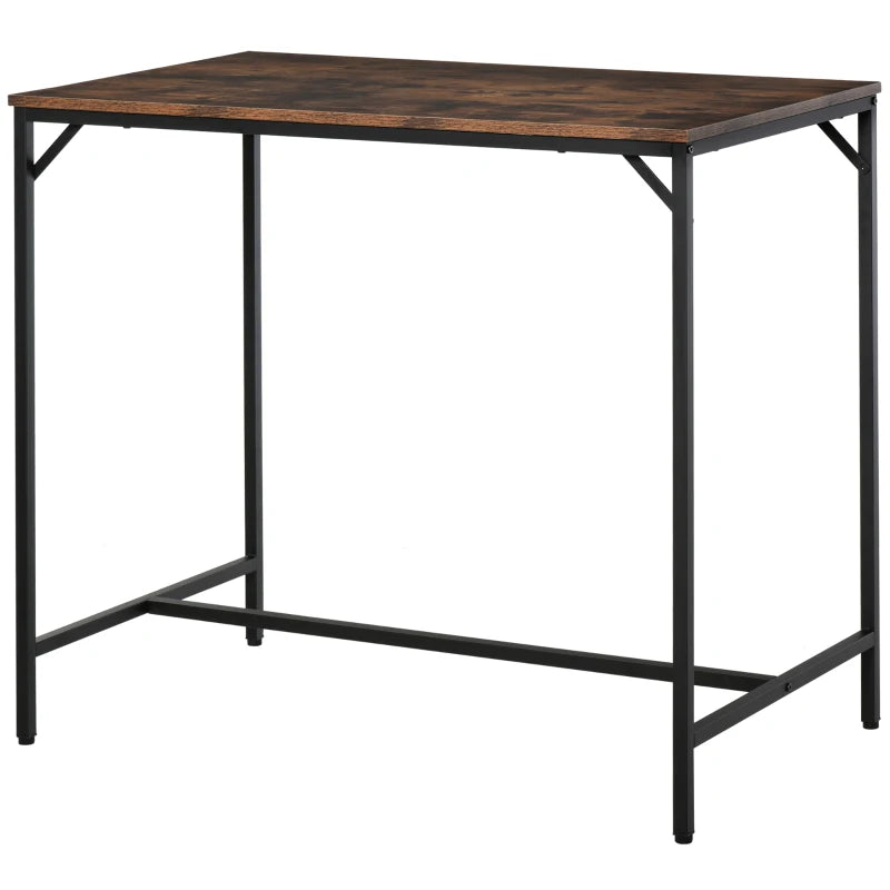 HOMCOM Industrial Rectangular Bar Table Set with 4 Stools for Dining Room, Kitchen, Dinette