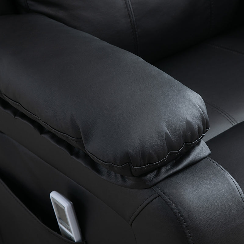 HOMCOM Electric Armchair for Elderly, Leather, w/ Remote Control, Footstool, Black
