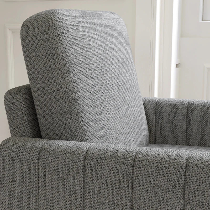 HOMCOM Modern Boxy Linen-Look Armchair - Light Grey