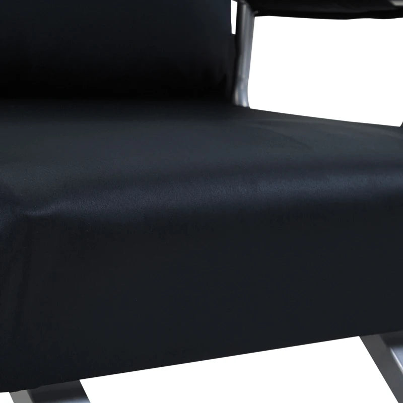 HOMCOM Convertible 1 Seater Armchair Sofa Bed Removable Grand Comfort Cushion Metal Armrest Feet Suede Black