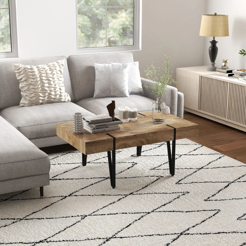 HOMCOM Coffee Table in Industrial Design 105 cm x 60 cm x 42 cm Black + Brown