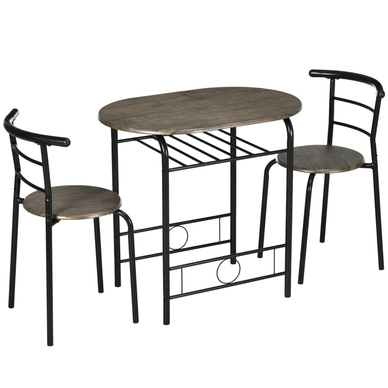 HOMCOM 3-Piece Bistro Set, 1 Table, 2 Chairs, 80cm x 53cm x 74.5cm, Black