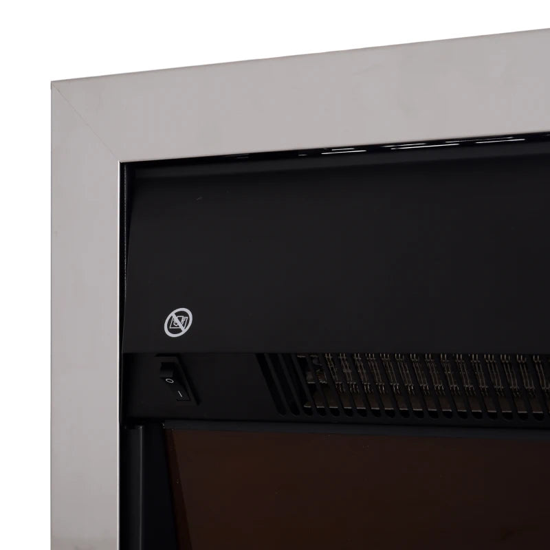 HOMCOM LED Flame Electric Fire Place-Silver