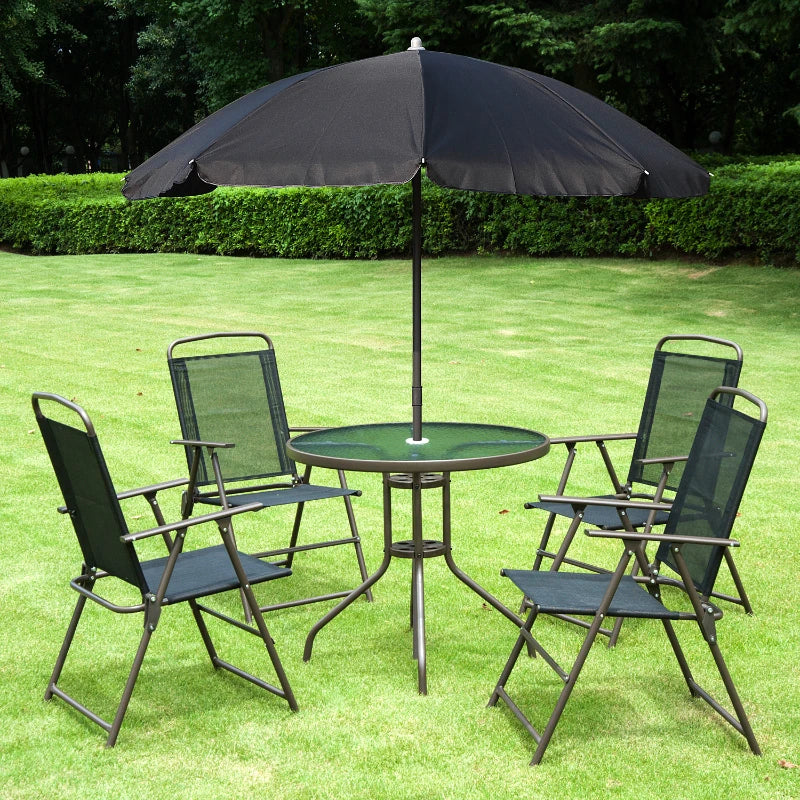Outsunny 6 Pcs Bistro Set, Texteline-Black