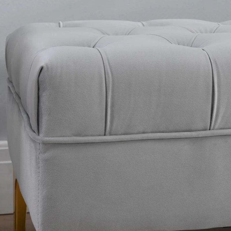 HOMCOM End of Bed Bench, Upholstered Bench Seat, Entryway Shoe Bench with Button Tufted for Bedroom, Grey