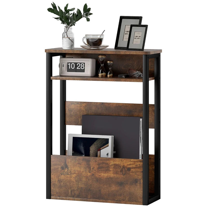 HOMCOM Industrial-Style Side Table - Black/Brown
