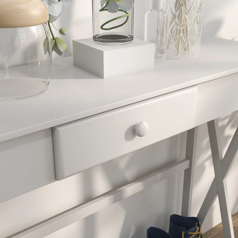 HOMCOM Wooden Console Table with 1 Drawer and 1 Storage Shelf for Living Room Entryway, 100cm x 30cm x 81cm, White